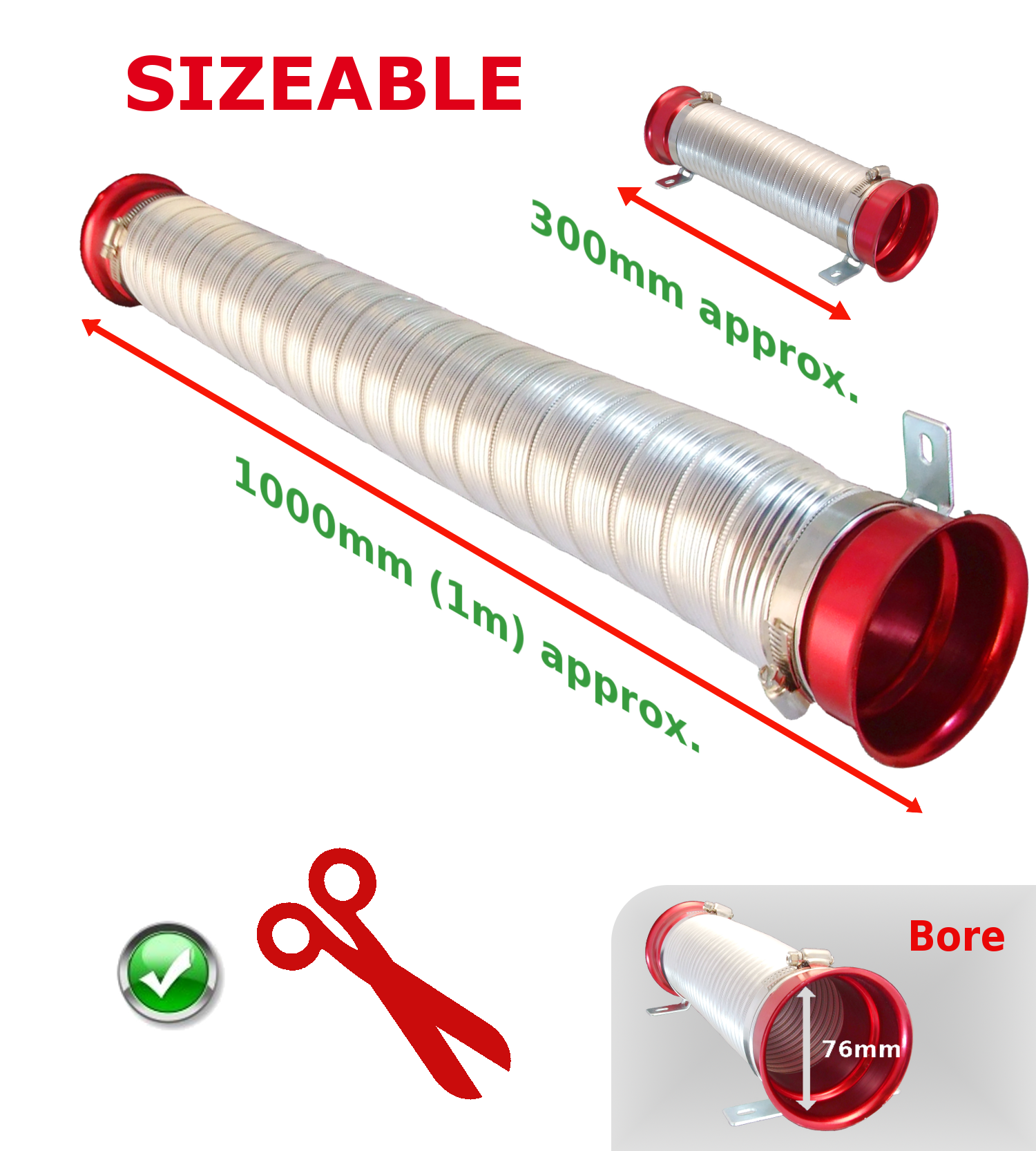 K&N TYPE UNIVERSAL PERFORMANCE COLD AIR FEED PIPE/AIR FILTER KIT