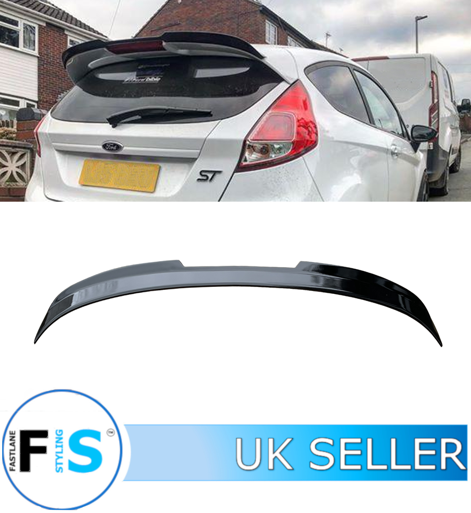 FORD FIESTA ST STYLE ROOF BOOT SPOILER EXTENSION UPGRADE GLOSS BLACK