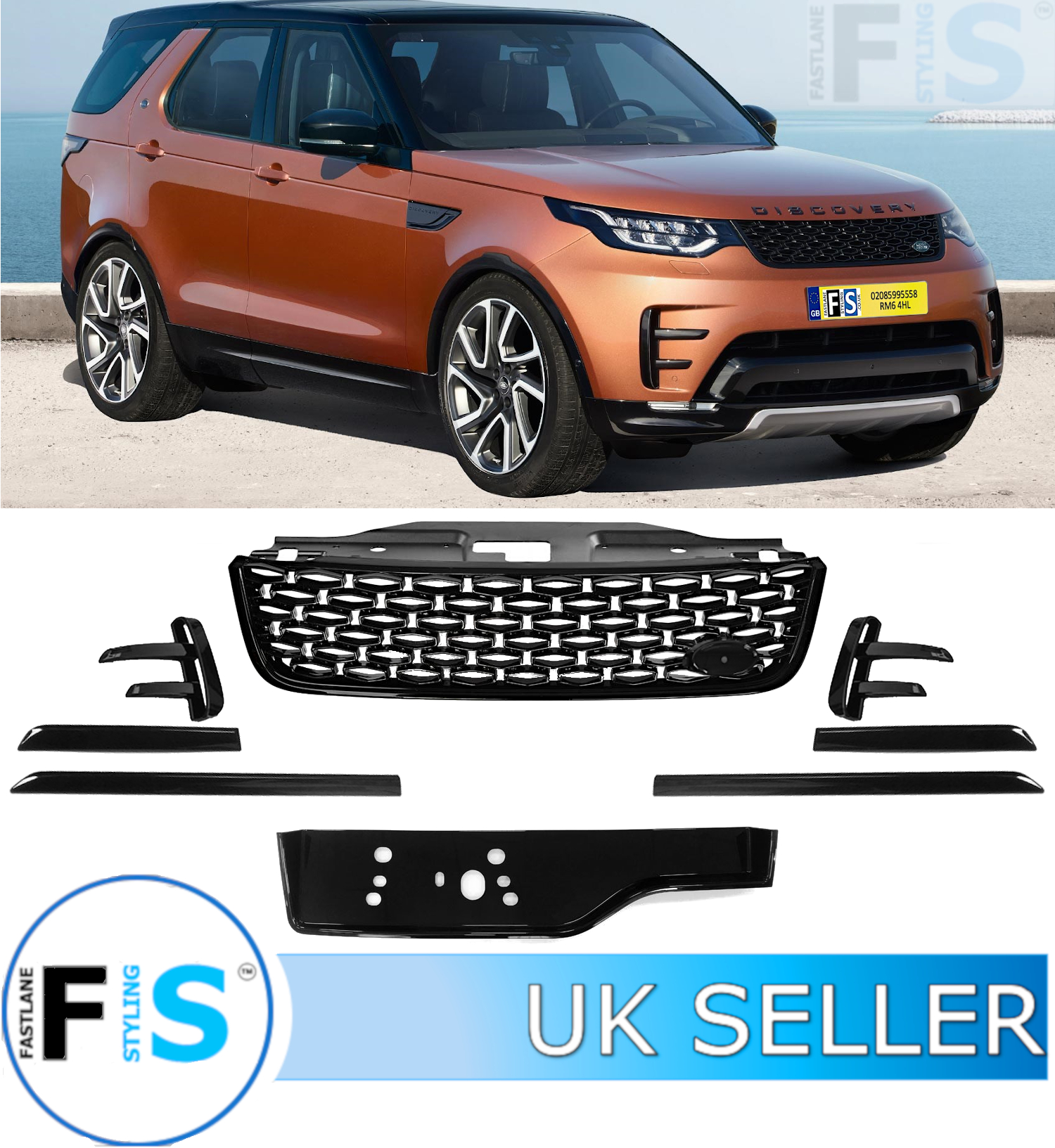 LAND ROVER DISCOVERY 5 GLOSS BLACK PACK KIT FRONT GRILLE VENT TRIMS
