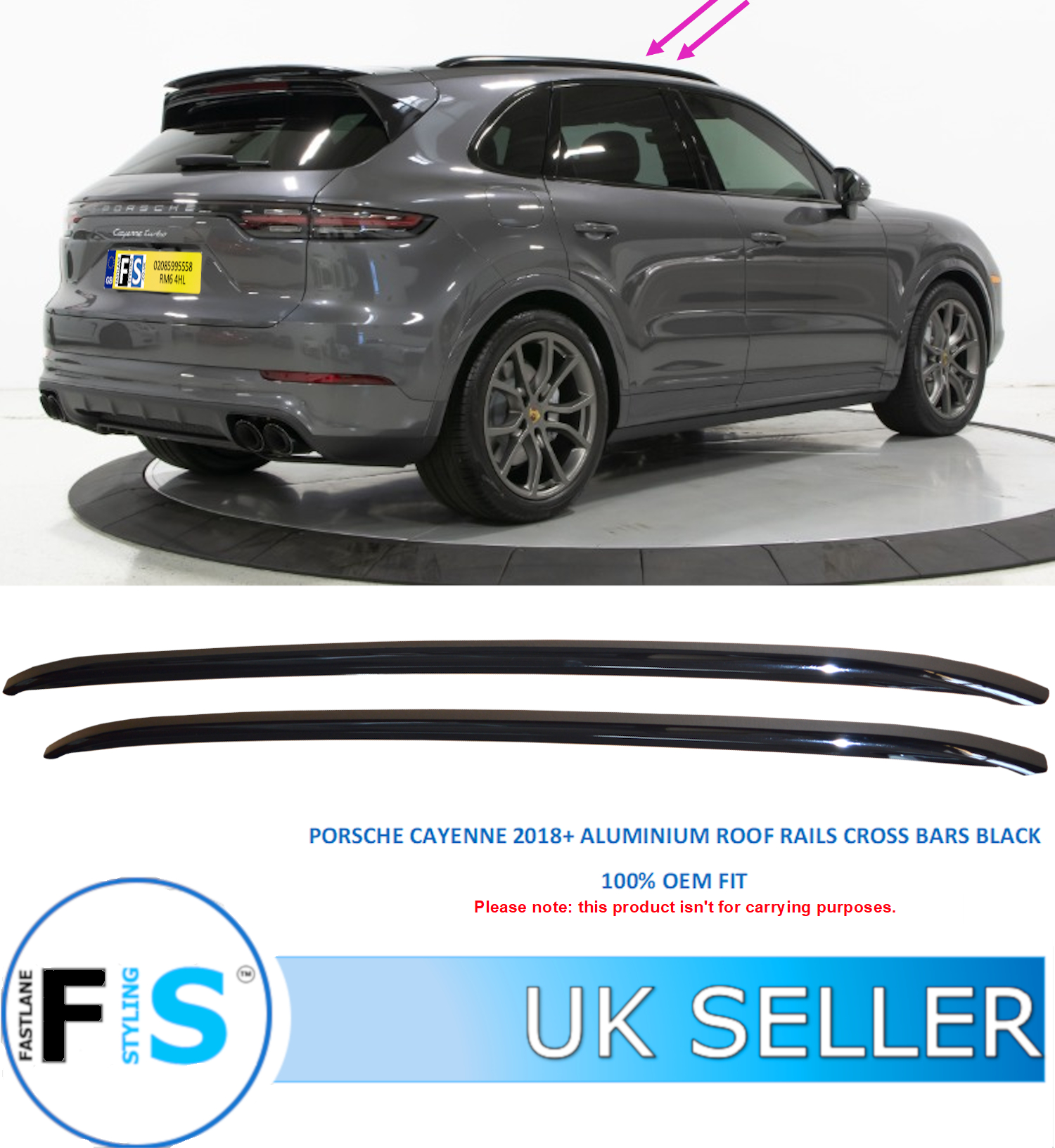 For Porsche Panamera 2009-2016 Roof Rack Cross Bars Fix Point Alu Black - View #8